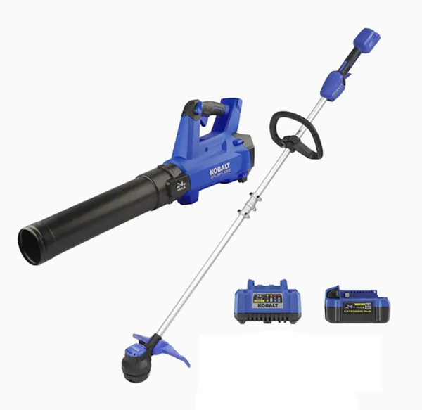 Kobalt 24-volt Cordless Battery String Trimmer and Leaf Blower Combo Kit 4 Ah (Battery & Charger Included)