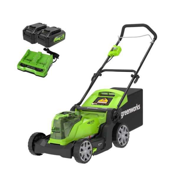 Greenworks 48-volt , ( 2 ) 4 Ah 17-in Push Battery Walk Mower ,Bagger Included