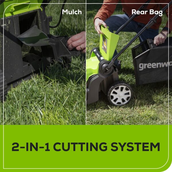 Greenworks 48-volt , ( 2 ) 4 Ah 17-in Push Battery Walk Mower ,Bagger Included - Image 5