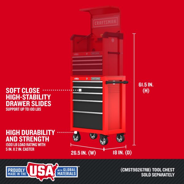 CRAFTSMAN 2000 Series 26-Inches W x 36.5-Inches H 5 -Drawer Steel Rolling Tool Cabinet ( Red ) - Image 2