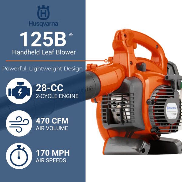 Husqvarna 125B 28-cc 2-cycle 470-CFM 170-MPH Gas Handheld Leaf Blower - Image 2