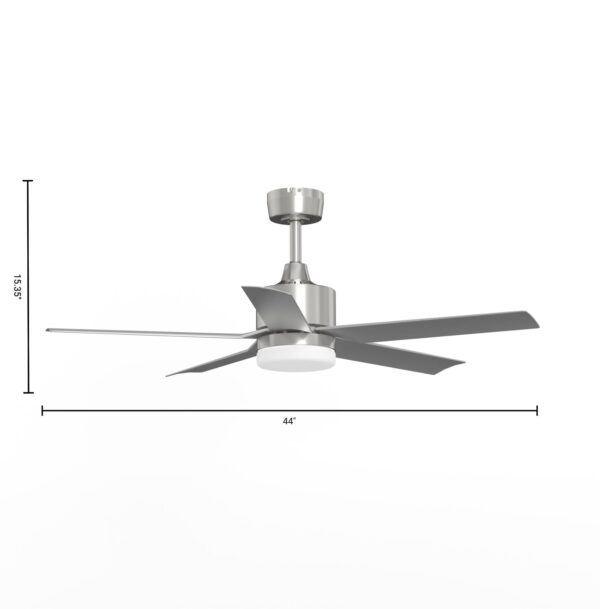 Harbor Breeze Reidsport 44-Inches Brushed Nickel with Silver Blades Color-Changing Integrated LED Fixture Indoor/Outdoor Downrod or flush mount Standard Ceiling Fan With Light and Remote ( 5 -Blade) - Image 10