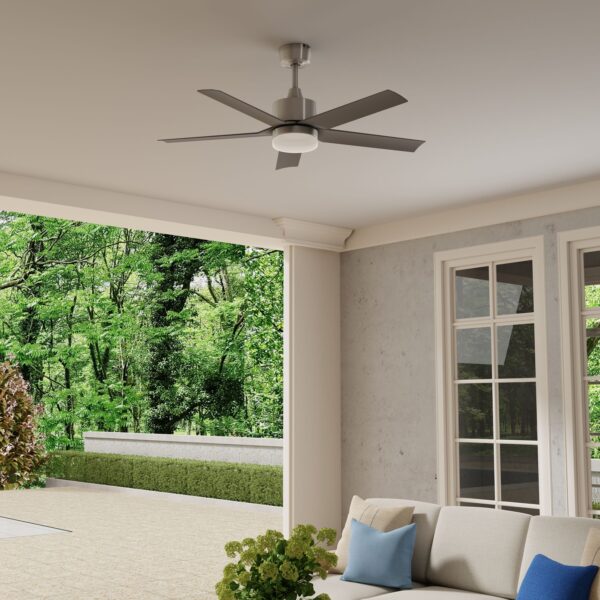 Harbor Breeze Reidsport 44-Inches Brushed Nickel with Silver Blades Color-Changing Integrated LED Fixture Indoor/Outdoor Downrod or flush mount Standard Ceiling Fan With Light and Remote ( 5 -Blade) - Image 9