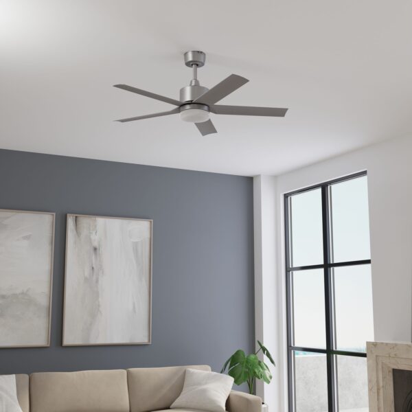 Harbor Breeze Reidsport 44-Inches Brushed Nickel with Silver Blades Color-Changing Integrated LED Fixture Indoor/Outdoor Downrod or flush mount Standard Ceiling Fan With Light and Remote ( 5 -Blade) - Image 4