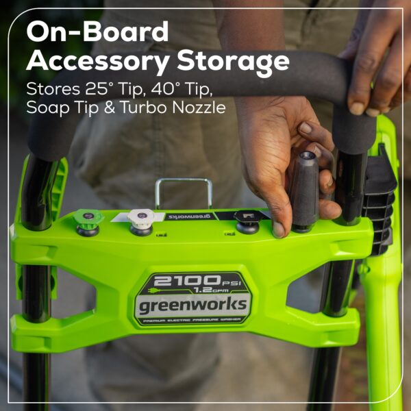 Greenworks 2100 PSI 1.2-GPM Cold Water Electric Pressure Washer with 4 Spray Tips - Image 10