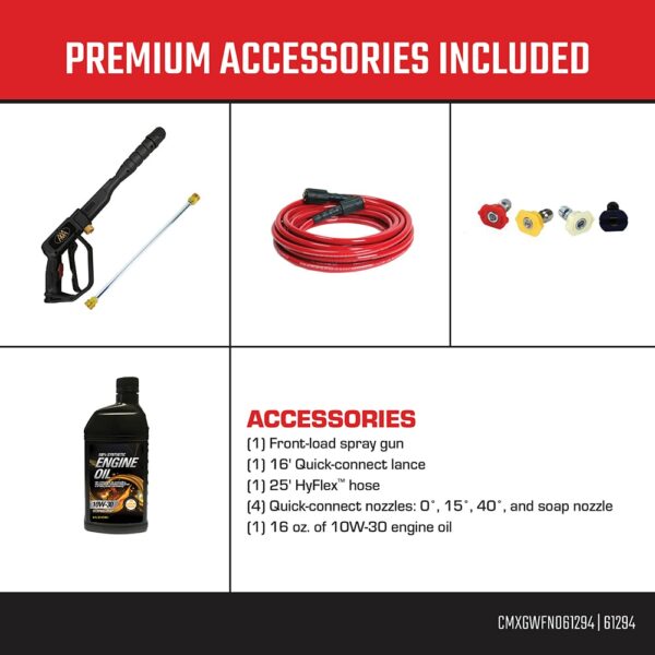 CRAFTSMAN Craftsman (49-State) 3100 PSI 2.4-GPM Cold Water Gas Pressure Washer with 4 Spray Tips - Image 5