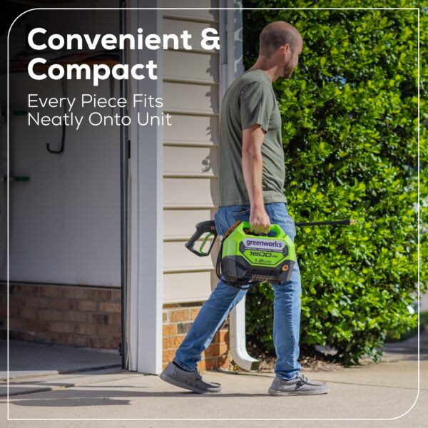 Greenworks 1800 PSI 1.2-GPM Cold Water Electric Pressure Washer with 2 Spray Tips - Image 6