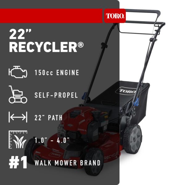 Toro Recycler with Smart Stow 22-in Gas Self-propelled lawn mower with 150-cc Briggs and Stratton Engine - Image 2