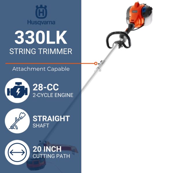 Husqvarna 330LK 28-cc 2-cycle 20-in Straight Shaft Attachment Capable Gas String Trimmer - Image 2