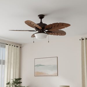 Harbor Breeze Waveport 52-Inches Aged Bronze with Brown Blades Indoor/Outdoor Downrod or flush mount Standard Ceiling Fan With Light ( 5 -Blade)