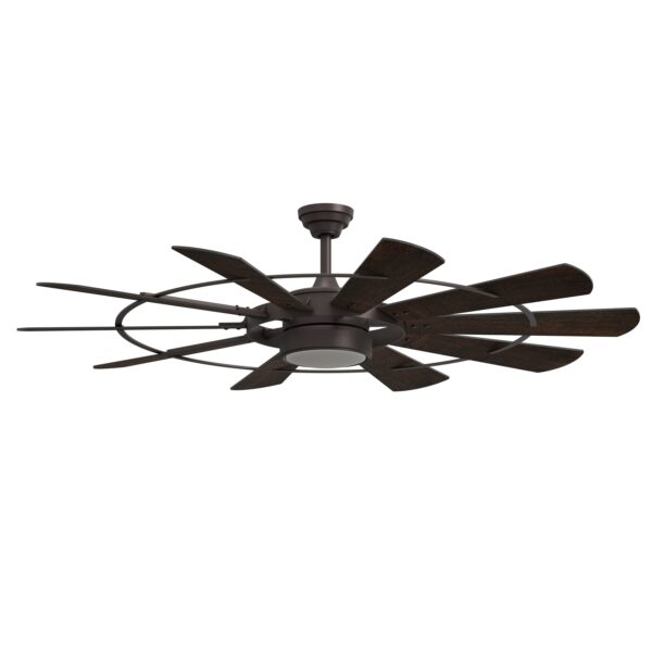 Harbor Breeze Henderson 60-Inches Bronze with Mahogany Blades Integrated LED Fixture Indoor Downrod mount Windmill Ceiling Fan With Light and Remote ( 10 -Blade) - Image 3