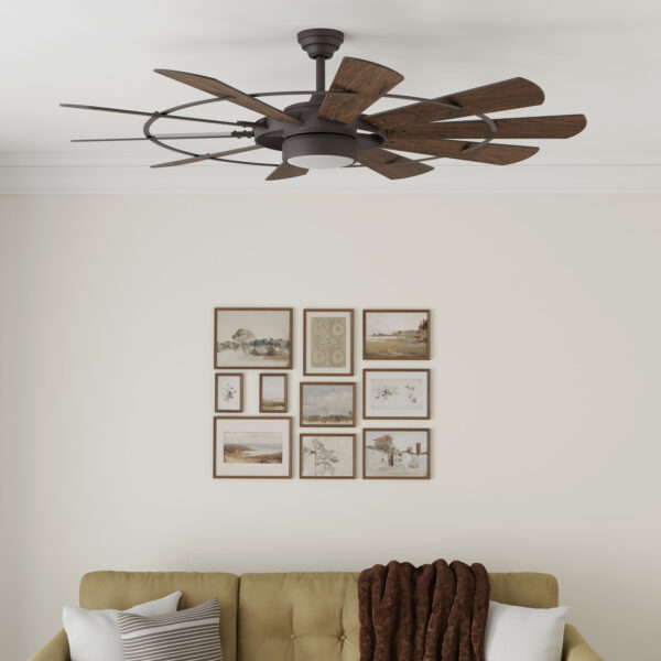 Harbor Breeze Henderson 60-Inches Bronze with Mahogany Blades Integrated LED Fixture Indoor Downrod mount Windmill Ceiling Fan With Light and Remote ( 10 -Blade) - Image 5