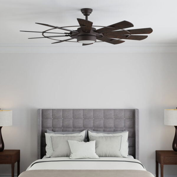 Harbor Breeze Henderson 60-Inches Bronze with Mahogany Blades Integrated LED Fixture Indoor Downrod mount Windmill Ceiling Fan With Light and Remote ( 10 -Blade) - Image 4