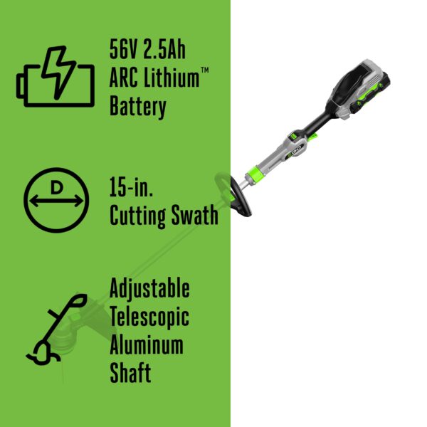 EGO POWERLOAD 56-volt 15-in Telescopic Shaft Battery String Trimmer 2.5 Ah (Battery and Charger Included) - Image 2