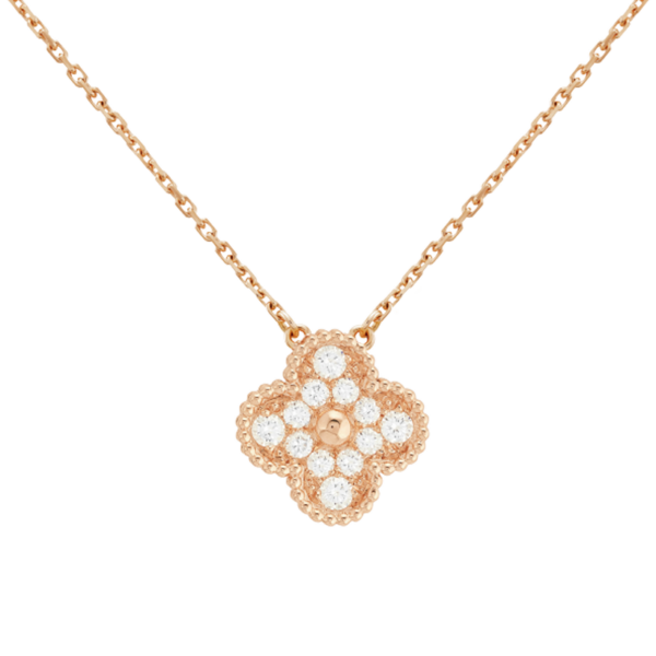 Toxse Rose Gold Sweet Alhambra Diamond Necklace
