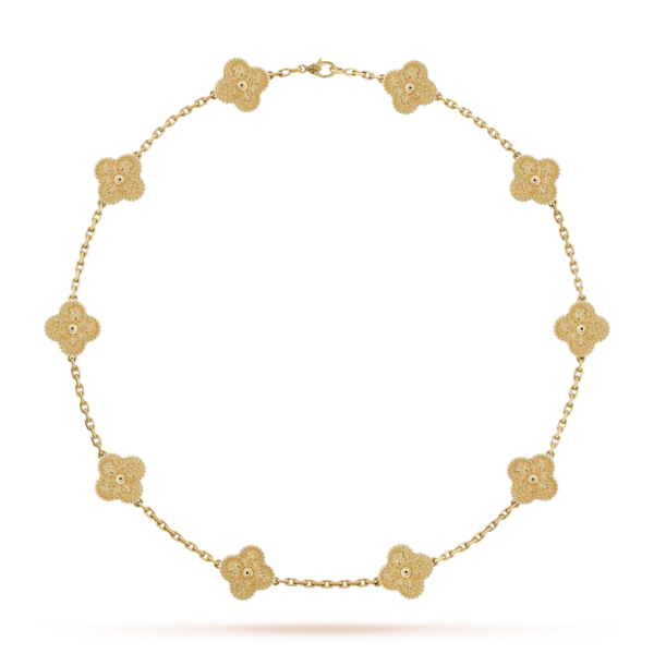 Toxse Vintage Alhambra Yellow Gold 10 Motifs Necklace