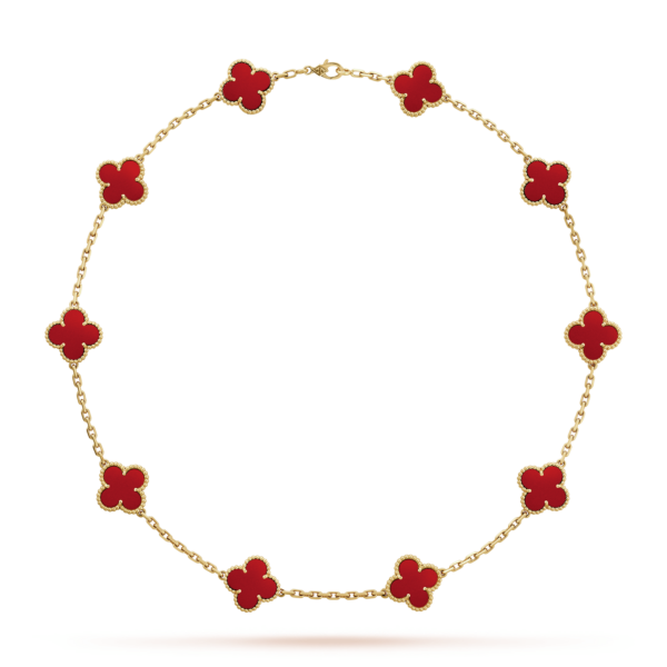 Toxse Vintage Alhambra Carnelian 10 Motifs Necklace