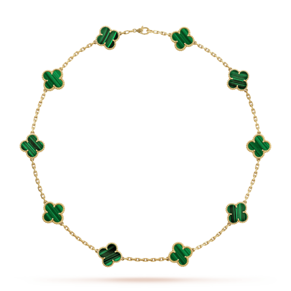 Toxse Vintage Alhambra Malachite 10 Motifs Necklace