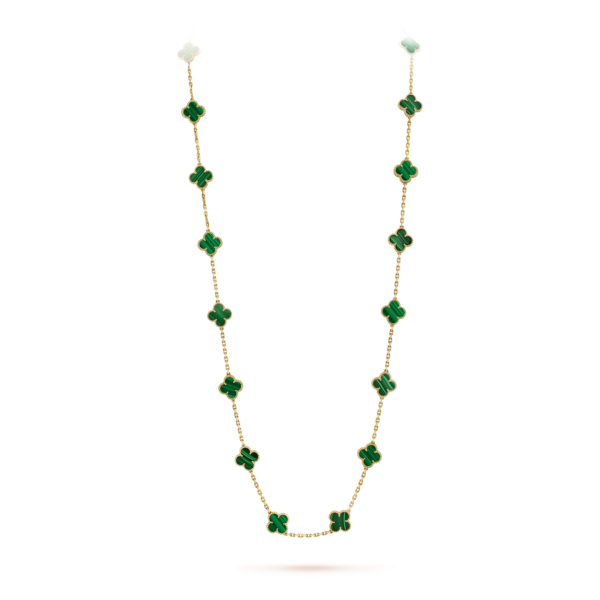 Toxse Vintage Alhambra Malachite 20 Motifs Long Necklace - Image 2