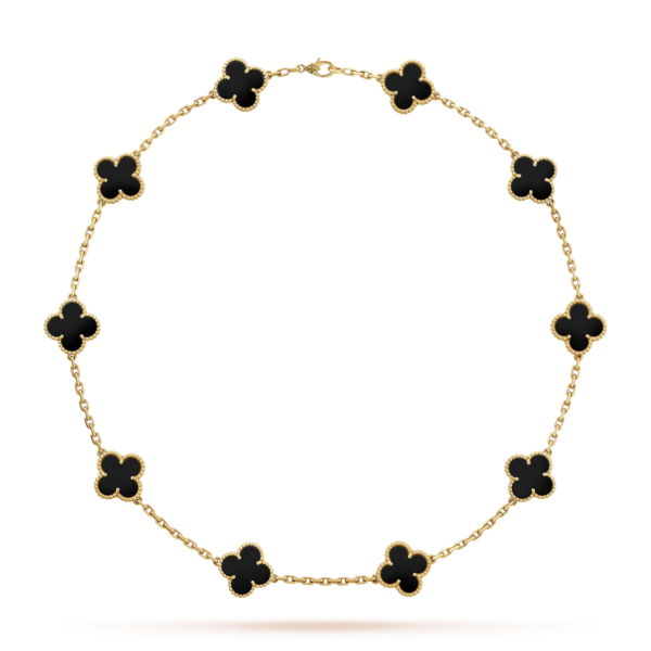 Toxse Vintage Alhambra Black 10 Motifs Clover Necklace