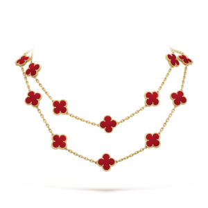 Toxse Vintage Alhambra Carnelian 20 Motifs Long Necklace