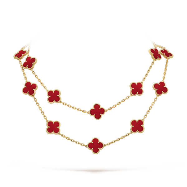 Toxse Vintage Alhambra Carnelian 20 Motifs Long Necklace