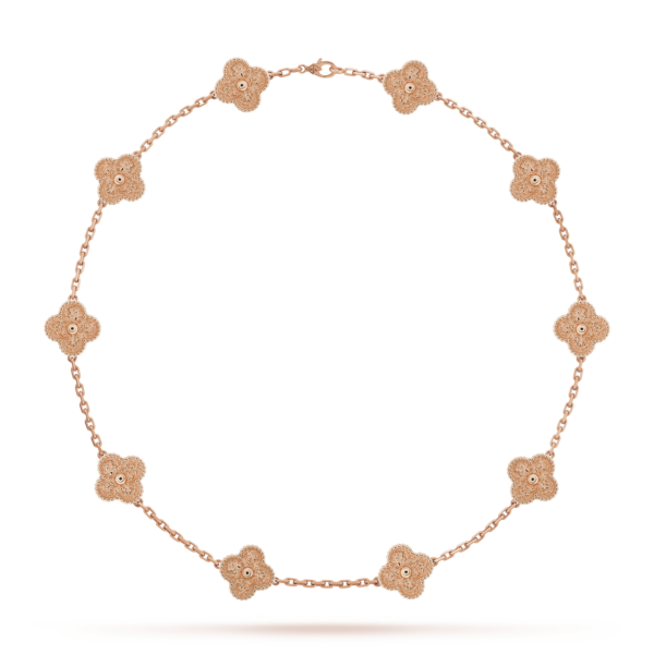 Toxse Vintage Alhambra Rose Gold 10 Motifs Necklace