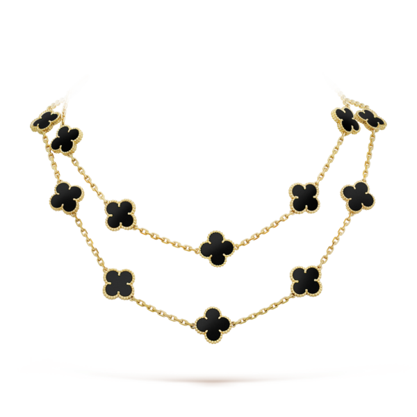 Toxse Vintage Alhambra Black 20 Motifs Long Necklace