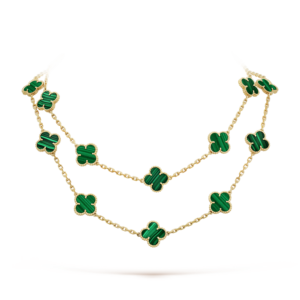 Toxse Vintage Alhambra Malachite 20 Motifs Long Necklace