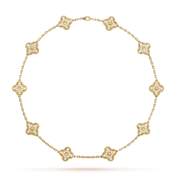 Toxse Vintage Alhambra Diamonds 10 Motifs Necklace