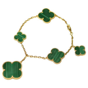 Toxse Clover Bracelet 5 Motifs Malachite Gold