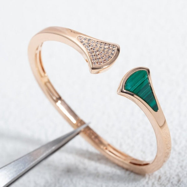 Toxse Dream Bracelet Open Malachite Pink Gold - Image 3