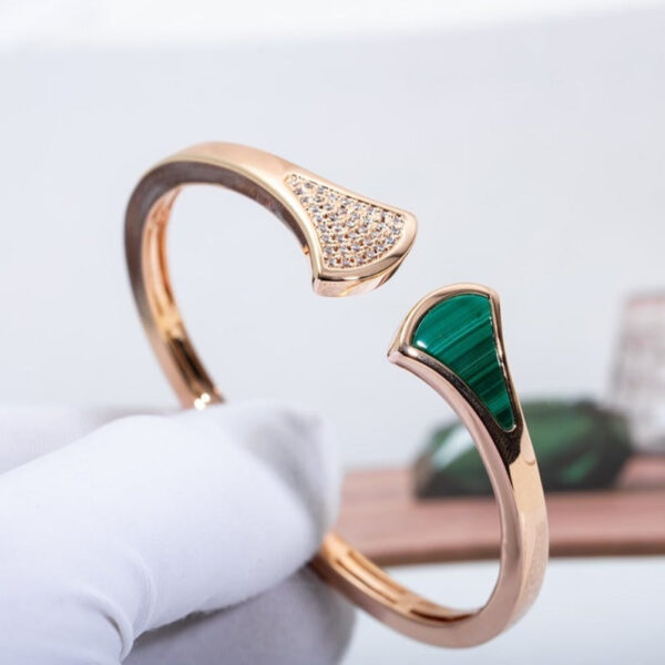 Toxse Dream Bracelet Open Malachite Pink Gold - Image 7