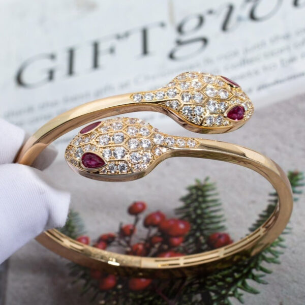 Toxse Serpenti Bracelet Pink Gold Diamond Double Snake - Image 5