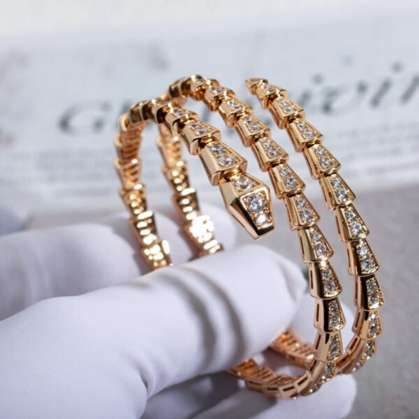 Toxse Serpenti Bracelet Pink Gold Diamond Double Row - Image 3