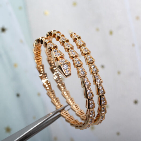 Toxse Serpenti Bracelet Pink Gold Diamond Double Row - Image 2