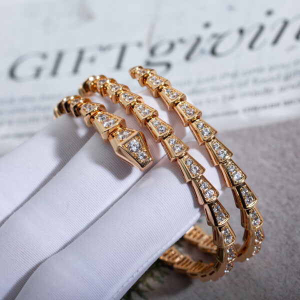 Toxse Serpenti Bracelet Pink Gold Diamond Double Row - Image 4