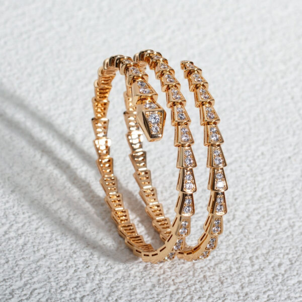 Toxse Serpenti Bracelet Pink Gold Diamond Double Row - Image 5