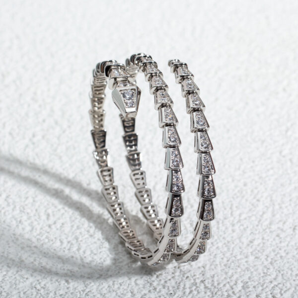 Toxse Serpenti Bracelet Silver Diamond Double Row - Image 3