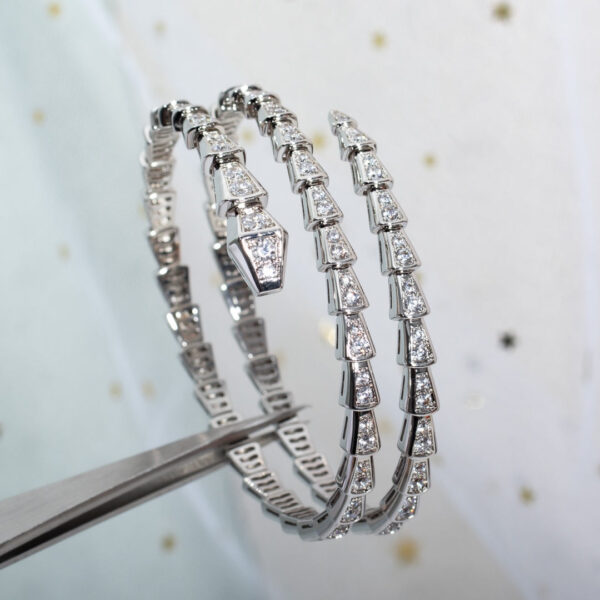 Toxse Serpenti Bracelet Silver Diamond Double Row - Image 2