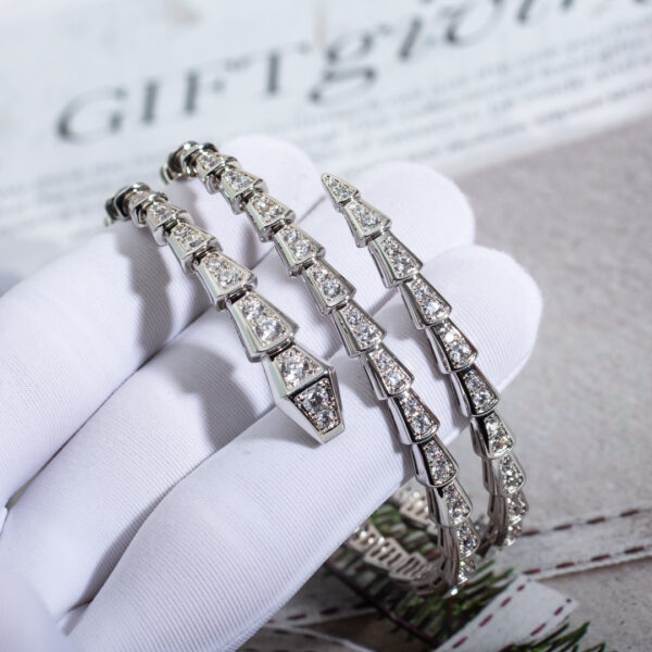 Toxse Serpenti Bracelet Silver Diamond Double Row - Image 4