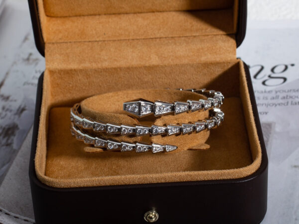 Toxse Serpenti Bracelet Silver Diamond Double Row - Image 5