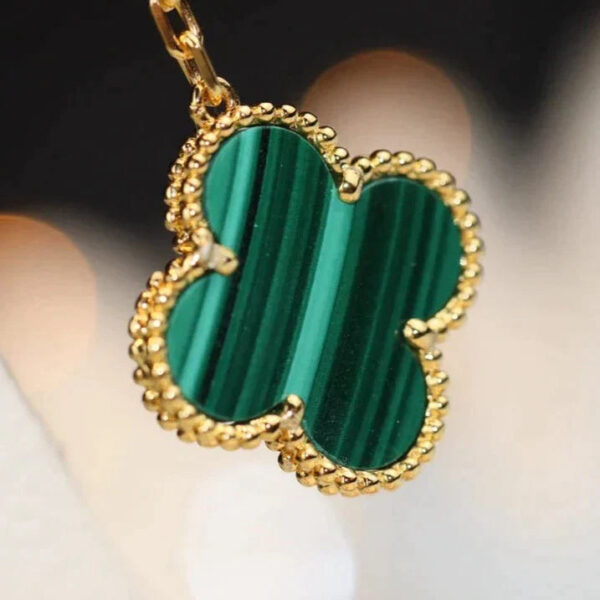 Toxse Clover Earrings Gold Malachite Diamond 3 Motifs - Image 6