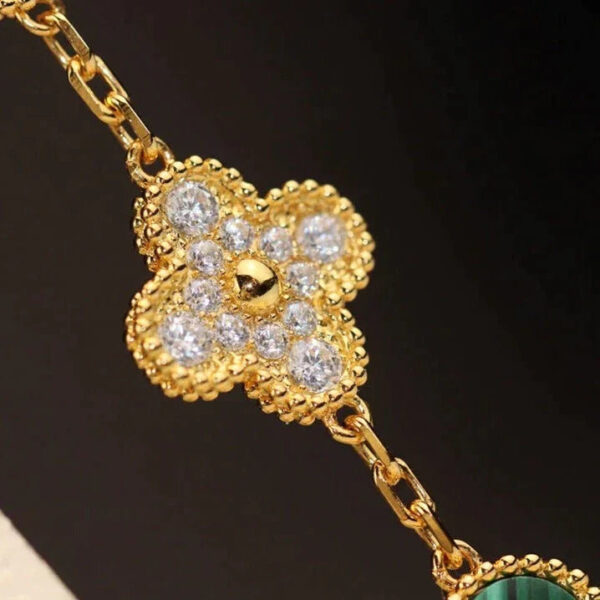 Toxse Clover Earrings Gold Malachite Diamond 3 Motifs - Image 8