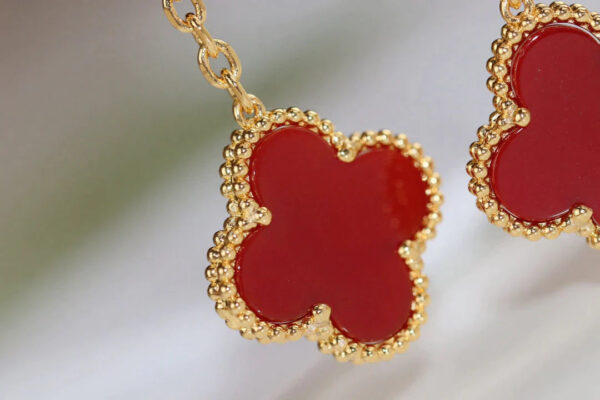 Toxse Clover Earrings Gold Tiger Eye Carnelian 2 Motifs - Image 8