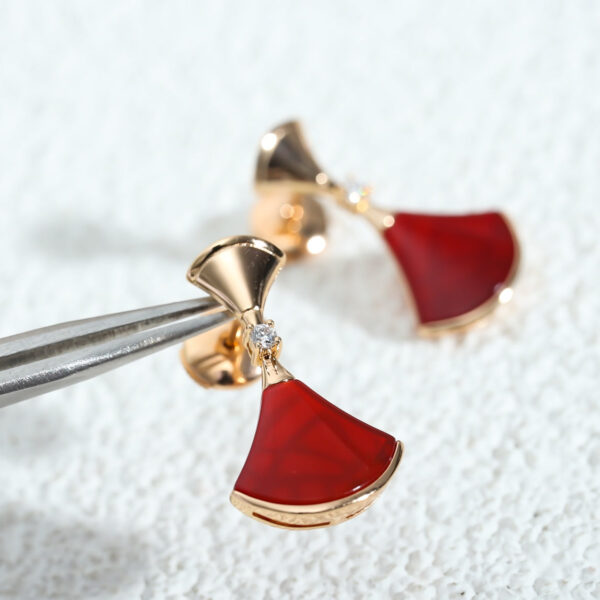 Toxse Dream Carnelian Pink Gold Earrings - Image 4