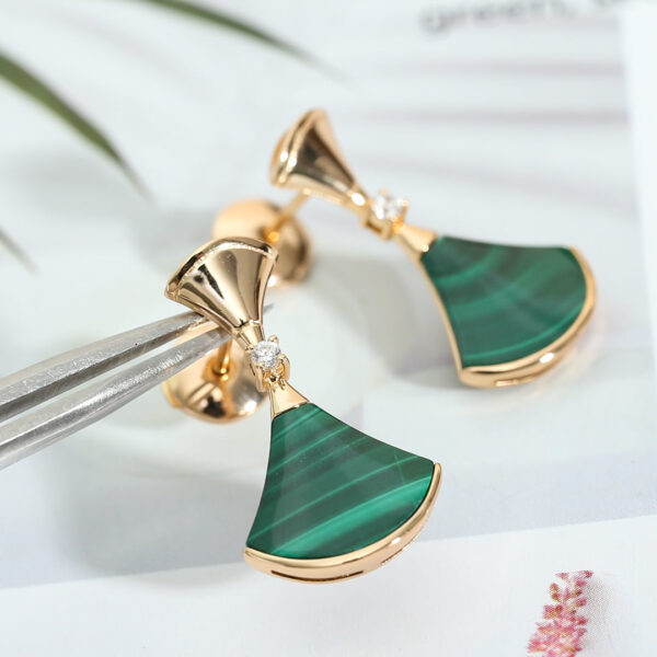 Toxse Dream Malachite Pink Gold Earrings - Image 2