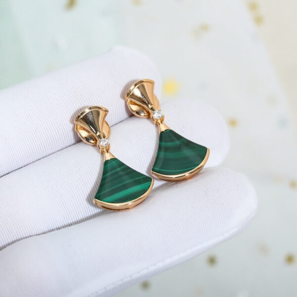 Toxse Dream Malachite Pink Gold Earrings - Image 3