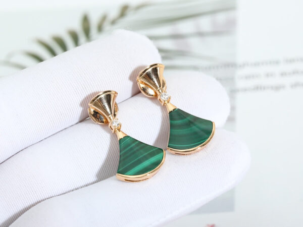Toxse Dream Malachite Pink Gold Earrings - Image 4