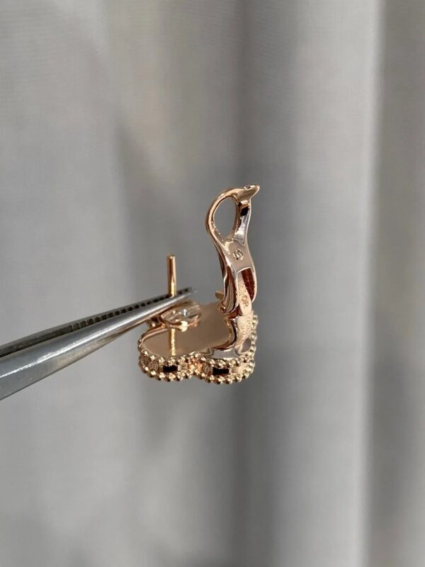 Toxse Clover Mop Pink Gold Diamond Earrings - Image 6